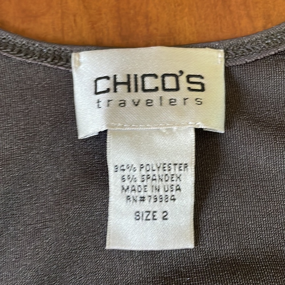 Chicos size 2 travelers metallic grey tank top size 12/large - Picture 3 of 7